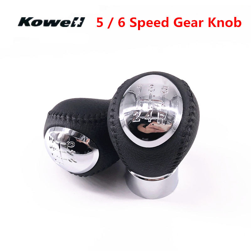 

Chromed Leather 5 6 Speed MT Gear Shift Knob Shifter Lever for 6 for 5 3 Gear Shifter Lever Stick Headball