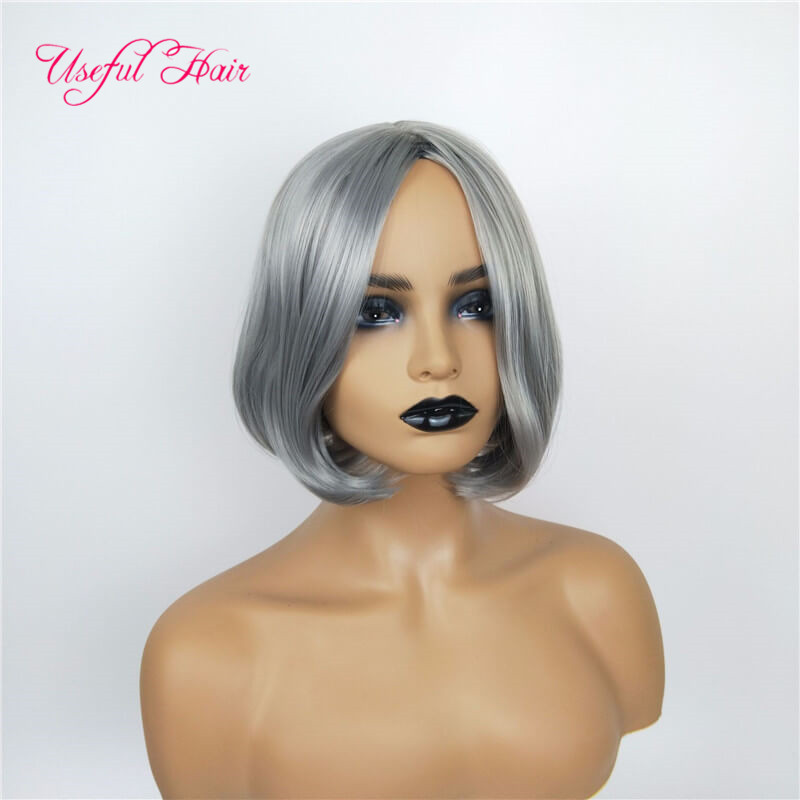 

Synthetic grey bob wigs factory price afro kinky curly nany grey wigs natural pre stretched braiding ombre brown wigs for white women black, Another color leave message
