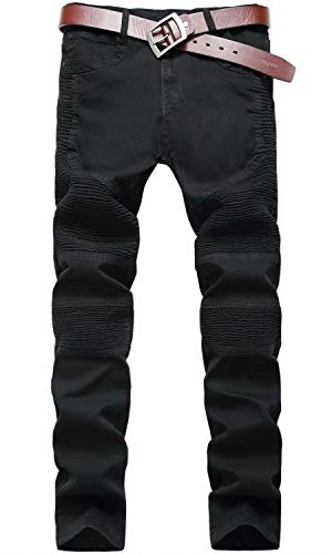 

Men's Ripped Destroyed Slim Fit Stretch Biker Jeans, As pic