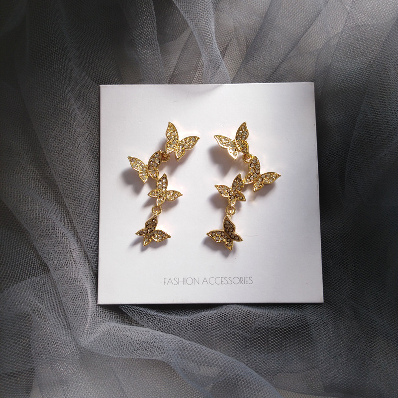 

Dangle & Chandelier Vintage Butterfly Tassel Earrings For Women Rhinestoneswith Girl Long Party Jewelry