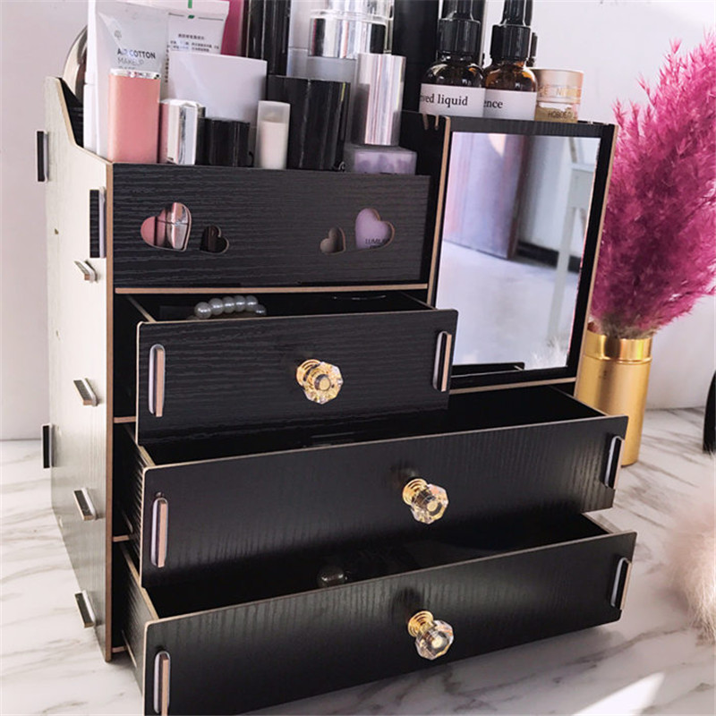 

DIY Wooden Storage Box Makeup Organizer Jewelry Container Wood Drawer Organizer Handmade Cosmetic Storage Box wholesale 6 styles, As pic