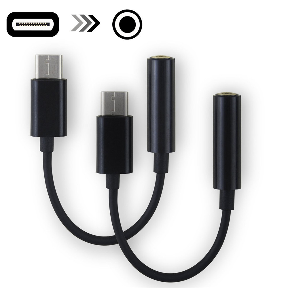 

Type C to 3.5mm Audio Headphone Stereo Adapter Connector USB 3.1/ Microphone Female Adapter for Moto Z Droid XPS13 Head, Black