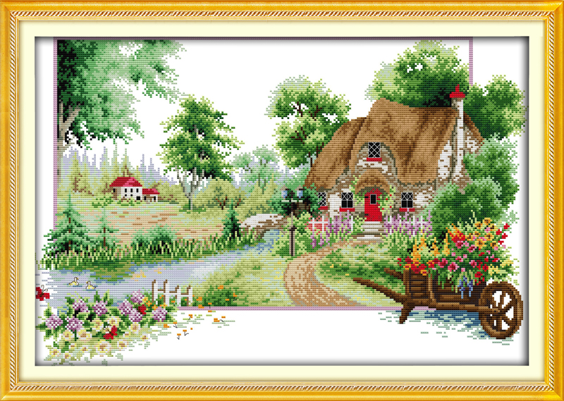 

Summer Scenery home decor painting ,Handmade Cross Stitch Embroidery Needlework sets counted print on canvas DMC 14CT /11CT