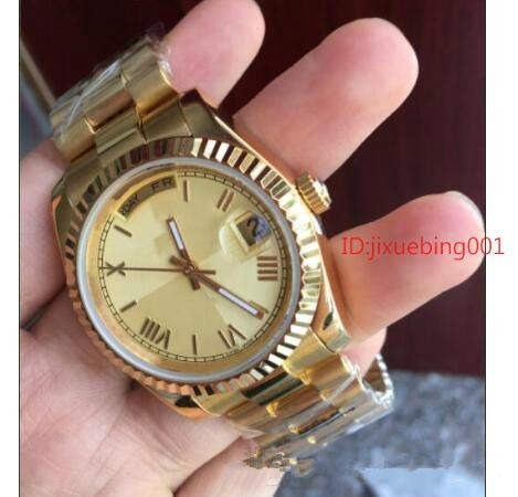 

18 ct gold DAYDATE men Watches 2813 Automatic movement Silver dial bezel Stainless steel Original clasp Mens datejust male wristwatches, 14