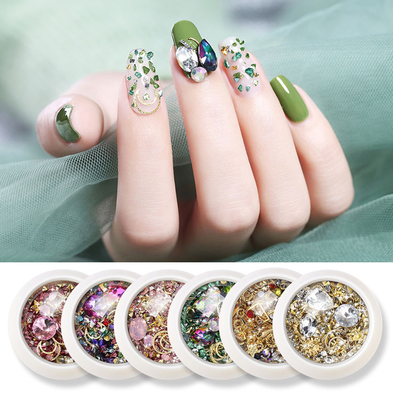 

6 Color Gold Nail Rhinestones Water Drop Crystal 3D Nail Art Decorations Flat Back Studs DIY Rhinestone Decoration Accessories