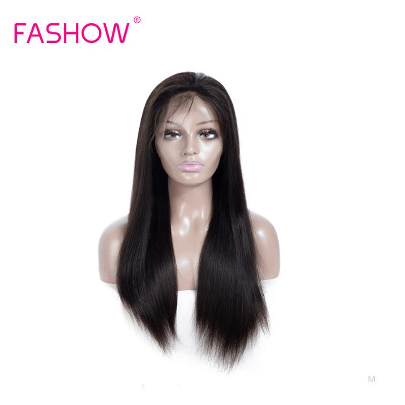 

Fashow 13x4 Swiss Frontal Lace Wig Brazilian Human Straight Hair Pre Plucked Hairline With Baby Natural Remy Hair 150% Density, As pic