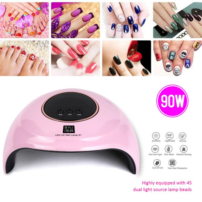 

Bevili Color 36W UV LED Nail Lamp Dryer Ice Lamp For Manicure Gel Nail Drying For Gel Varnish Salon Tool Dropship, 01pink