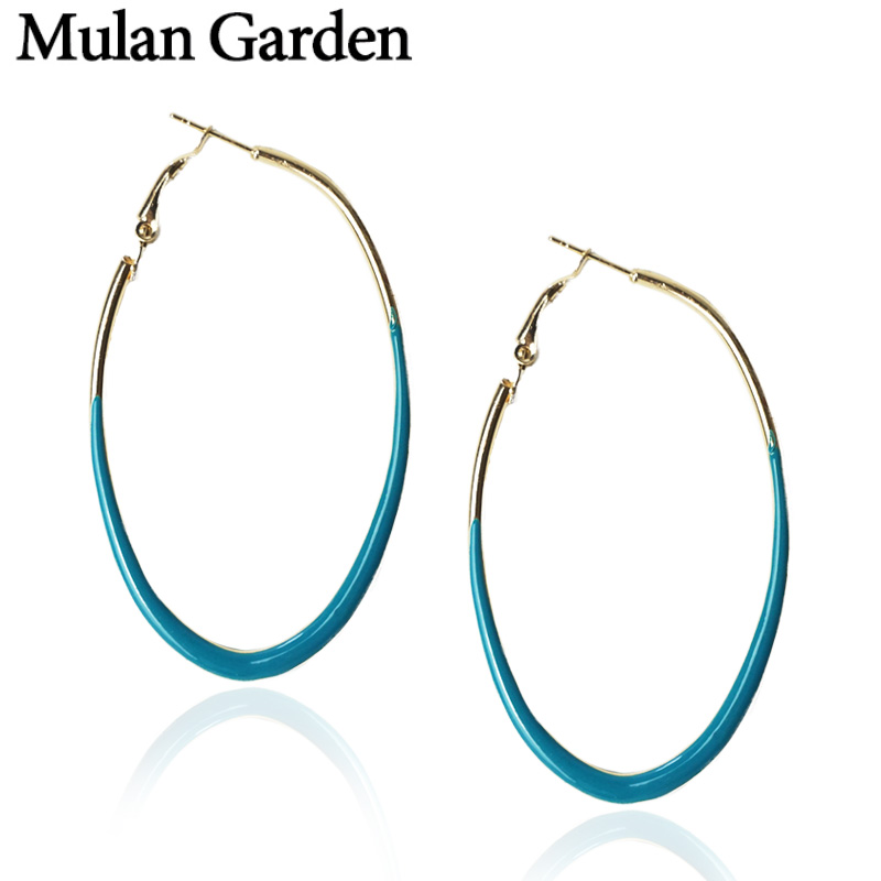 

Charm M&G Blue Big Oval Hoop Earrings Fashion Jewelry Large Circle For Women Hoops Trendy Accessories Gifts Wholesale 2021