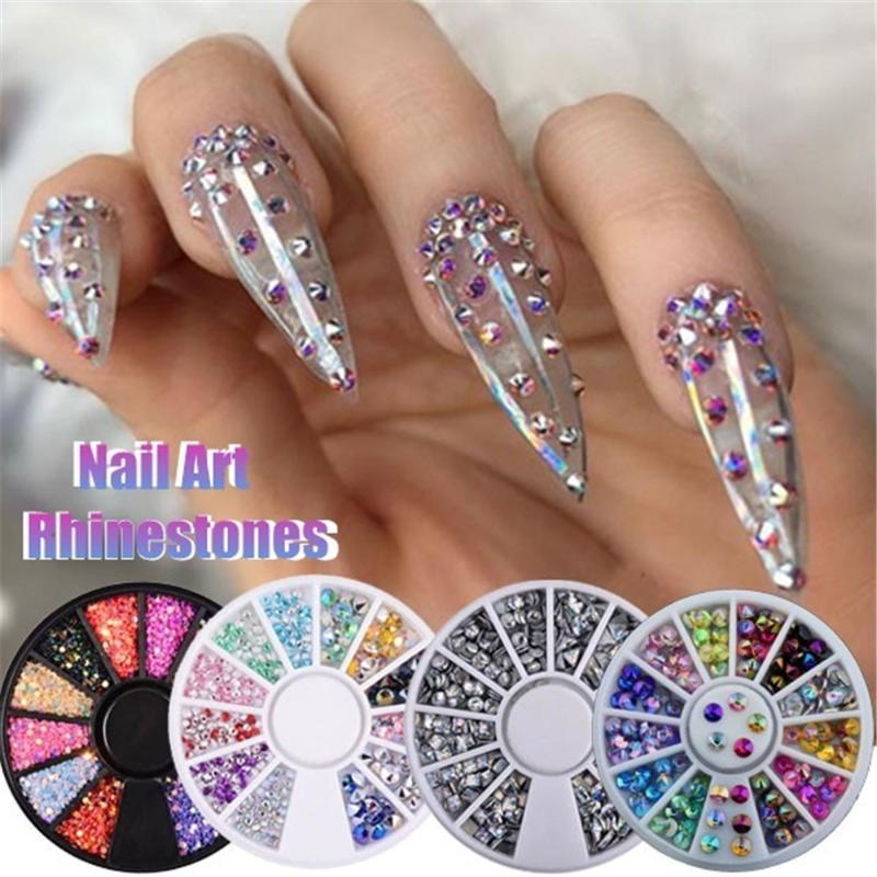 

1 Box Double-sided Nail Art Rhinestone Marquise Heart Crystal 3D Water Drop Nail Stones Art UV Gel DIY Decoration in Wheel