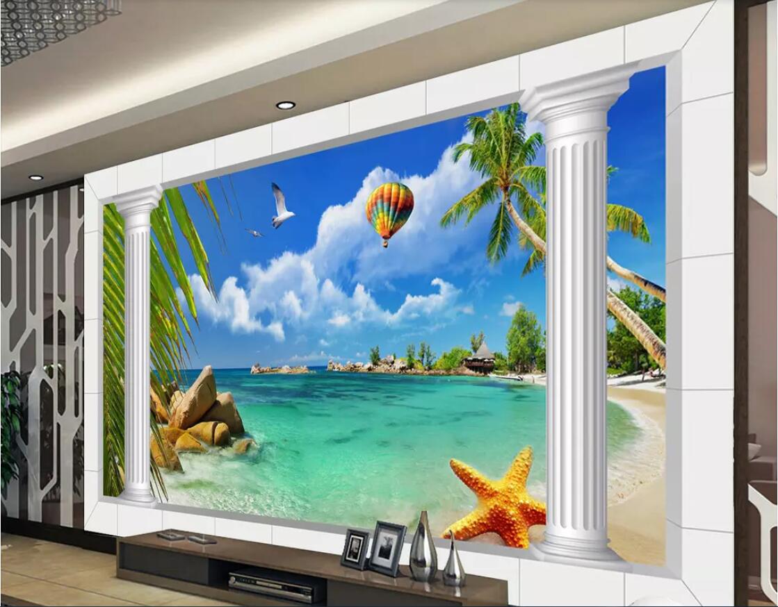 

3d room wallpaper custom photo non-woven mural 3D Roman Column Mediterranean TV Background Wall mural wallpaper for walls 3 d, Picture shows