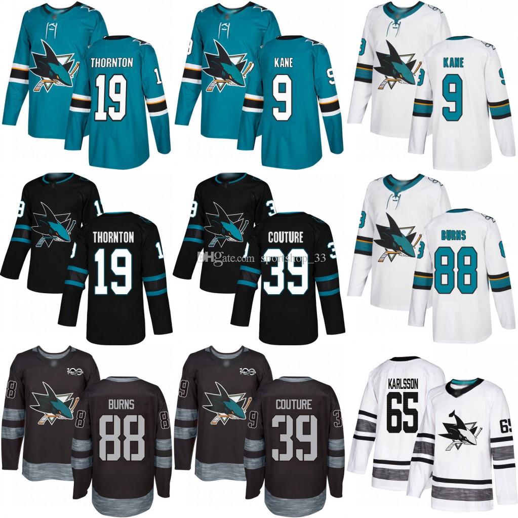 

Custom San Jose Sharks Jersey 65 Karlsson 88 Brent Burns 9 Evander Kane 19 Thornton 39 Couture USA Fashion hockey Men Women Youth jerseys, Colour 4