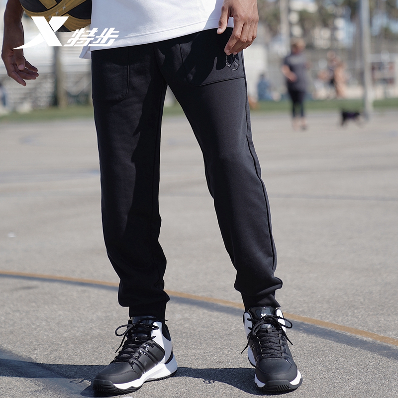 

Xtep Sports Knit Men Trousers Free Shipping Fashion Autumn New Loose Camouflage Long Casual Pants 881329639341, Black