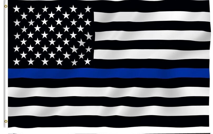 

Blue Line usa Police Flags, 90*150cm Thin Blue Line USA Flag Black White And Blue line Flag With Grommets Epacket