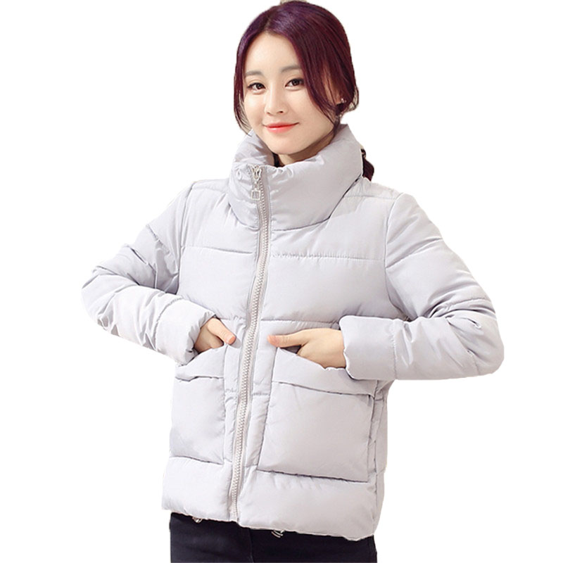 

Long Sleeve Slim Warm Parka Female Jacket Stand Collar Korean Cotton Outwear Solid Womens Winter Coats Casual Clothes C37, Black