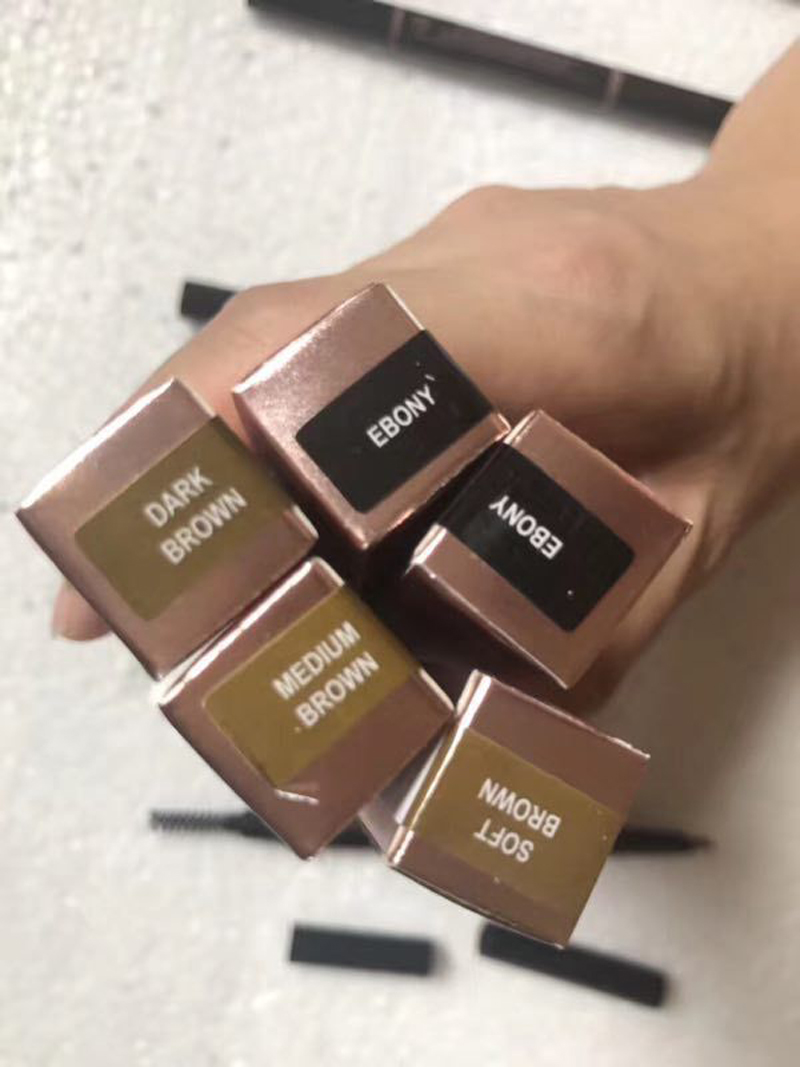 

In stock! Makeup Pencil 5 Fashion Color Medium Brown Ebony Chocolate Dark Brown Skinny Liner, As picture