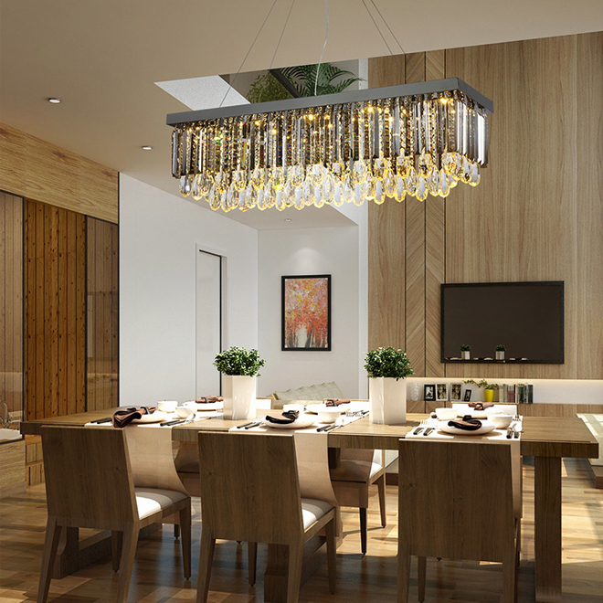 

Modern rectangle crystal chandelier lighting luxury crystal pendant chandeliers lights led pendant lamps for dinning room restaurant