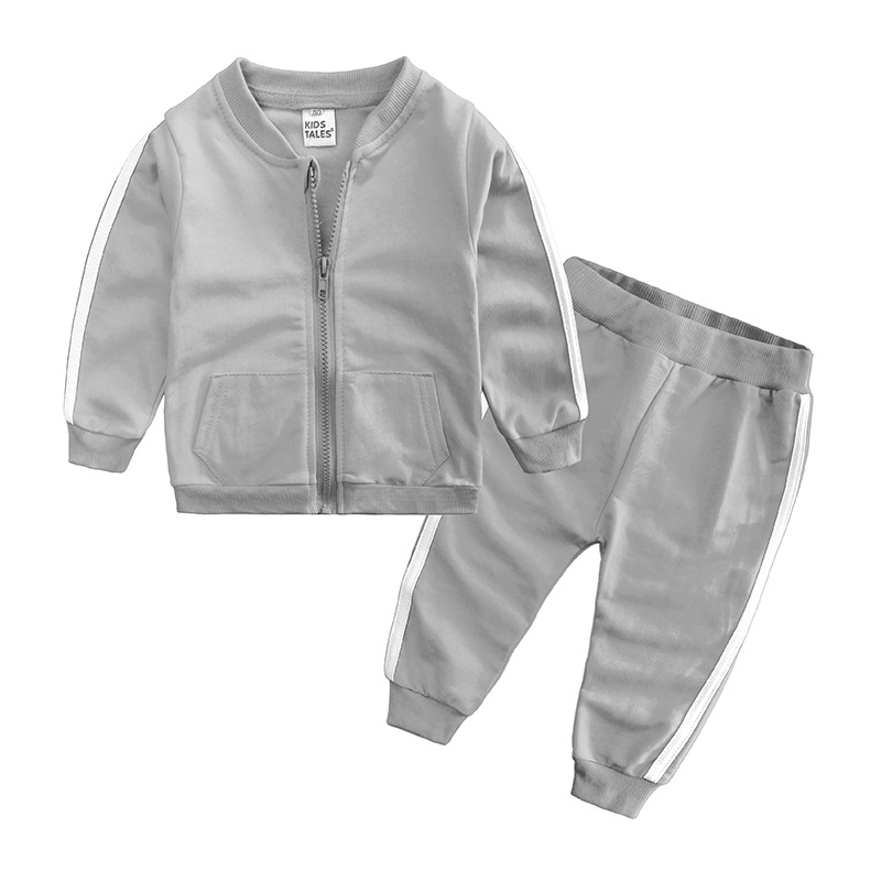 

Baby Boys Girls Clothes Sets Newborn Boy Long-sleeved Clothing Zipper Coats+Pants 2PCS Sport Suit Infants Casual Set, White