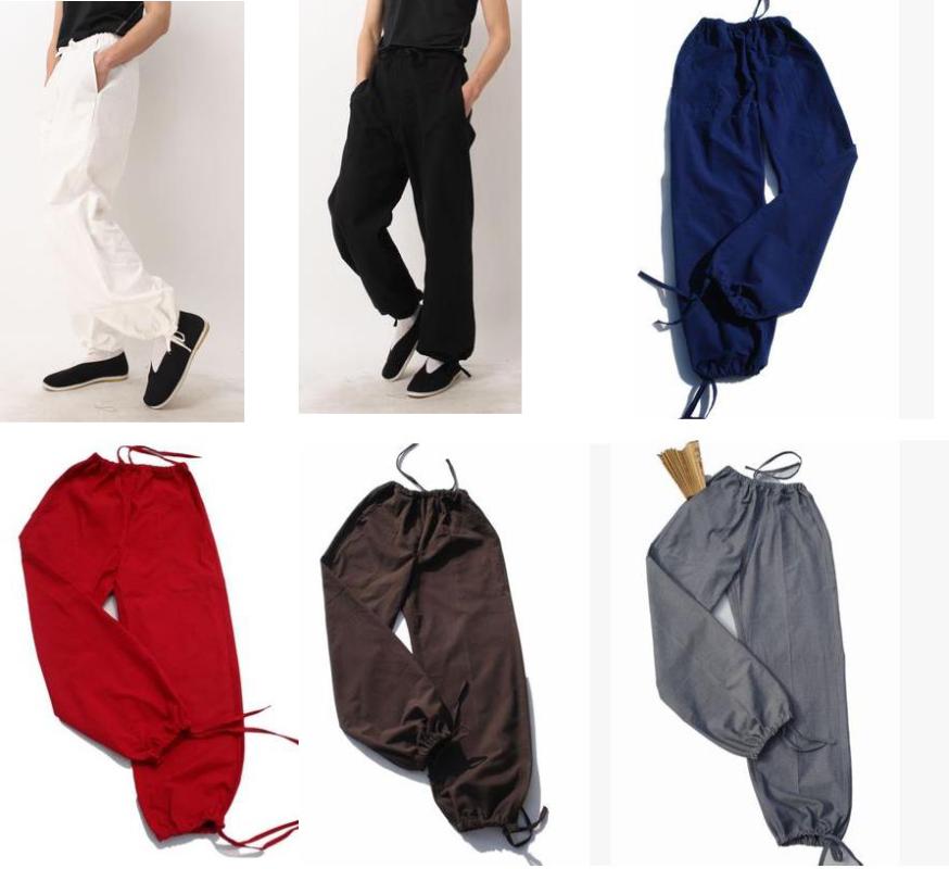 

8colors red/blue/gray high quality tai chi pants wing chun zen lay sweatpants yoga bloomers wushu martial arts trousers, Black