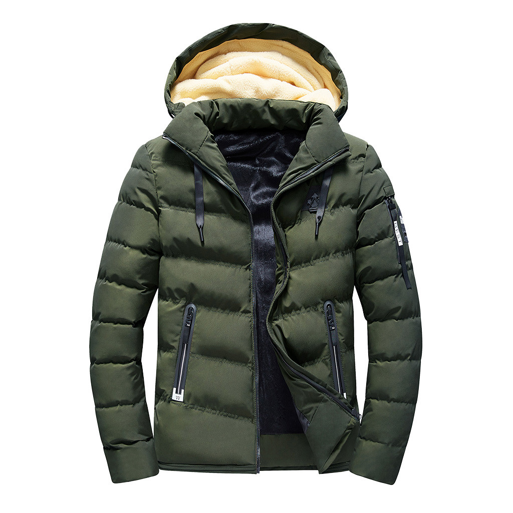 

2018 Winter Jacket men Parkas Men's Autumn Winter Pure color Pocket Open a hat Zipper Hooded Jacket Coat Warm Coats Parka Men, Black