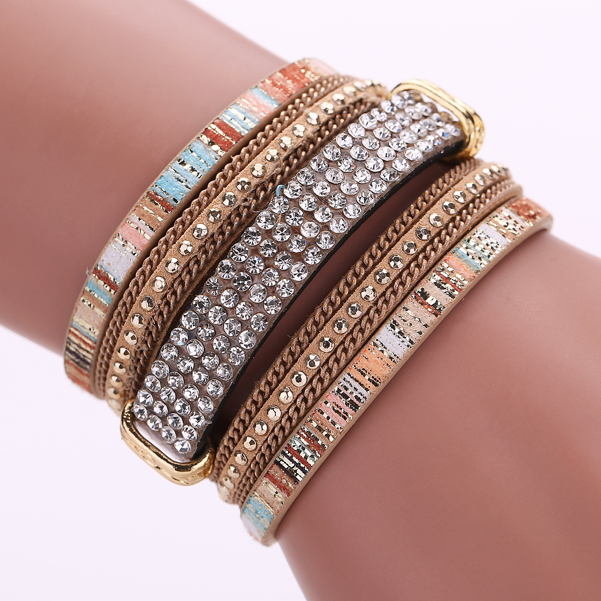 

Love Bracelet Luxury Designer Jewelry Women Bracelets Punk Leather Wide Bracelet Nightclub Tide Woven Diamond Magnetic Bracelet