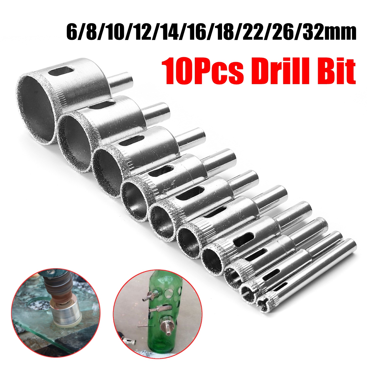Vacuum Brazed Diamond Drill Bits Core Hole Saw Dia 6~131mm M14 Ceramic Marble