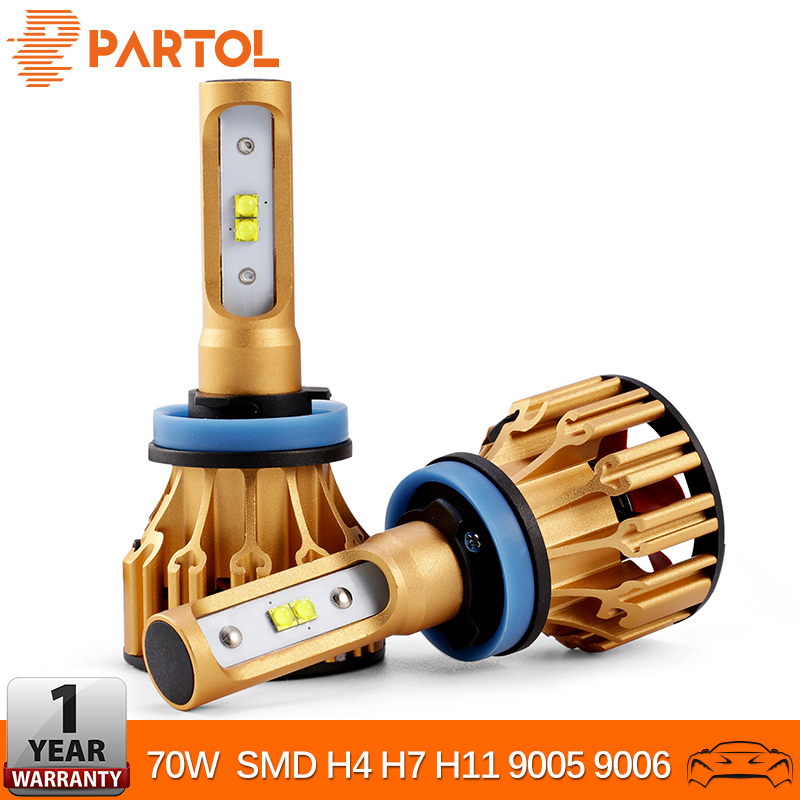 

Partol H4 H7 H11 Car LED Headlight Bulbs 70W 7000LM SMD LED Chips 9005 9006 Automobile Headlamp Fog Lights 6500K 12V 24V