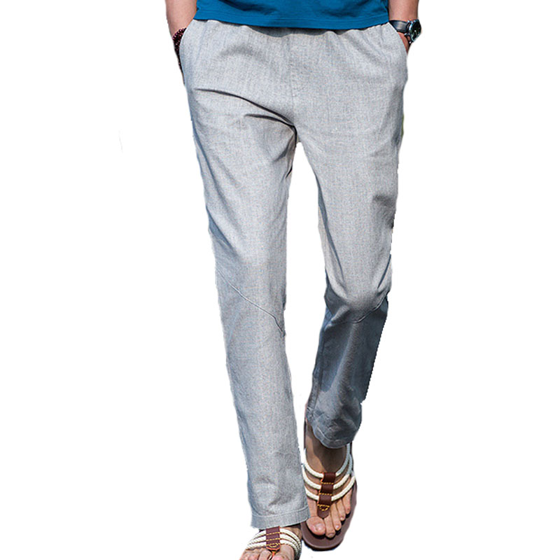 

Mens Leisure Sport Linen Cotton Sweatpants Slacks Loose Running Hiking Climbing Pants Men Wicking Straight Leg Trousers, Beige