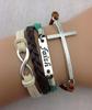 

Wholesale-anchor faith cross love infinity bracelets cuff bangle Charm Bracelet Leather Braid bracelets jewelry DF141