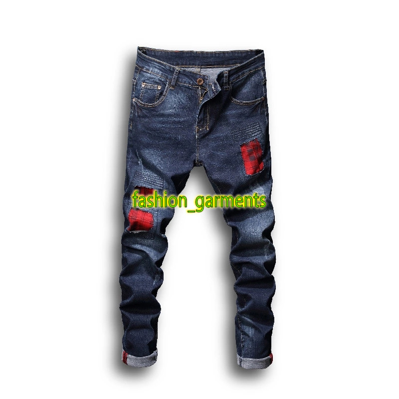 

New Mens Hole Jeans Mens Youth Slim Straight Stretch Trousers Mens stylist Jeans Fashion Motorcycle Pants, Blue #8836