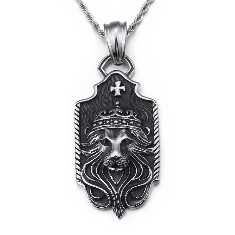 

Domineering Shield Lion Head Pendants Necklace Cool Men 316L Stainless Steel New Fashion Casting Pendants Jewelry