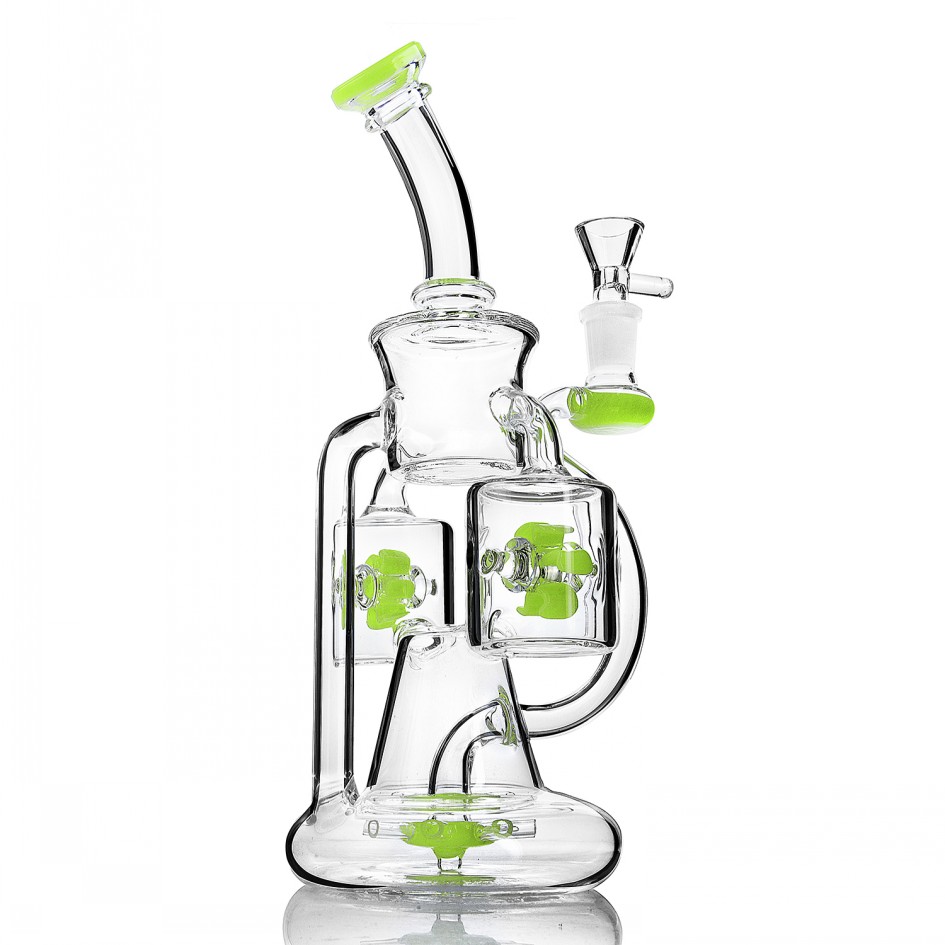 

Klein Recycler Dab Rigs Unique Bongs Water Pipes Smoking Glass Pipes Heady Glass Water Bongs With 14mm Bowl Tobacco 9.4 inchs