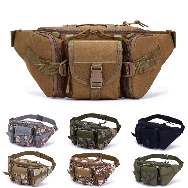 

Nylon Tactical Waist Bags Outdoor Climbing Hiking Hunting Waist Packs Pouches Camouflage Molle Bag Riding Pack, Black