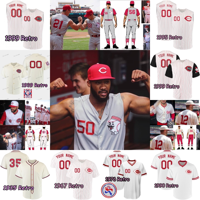

Cincinnati Sleeveless Reds 1961 1935 1939 1956 1967 1976 1990 1995 1999 11 Joey Retro Votto Derek Dietrich Eugenio Suarez Yasiel Puig Jersey, 1911 navy(no name on the back)