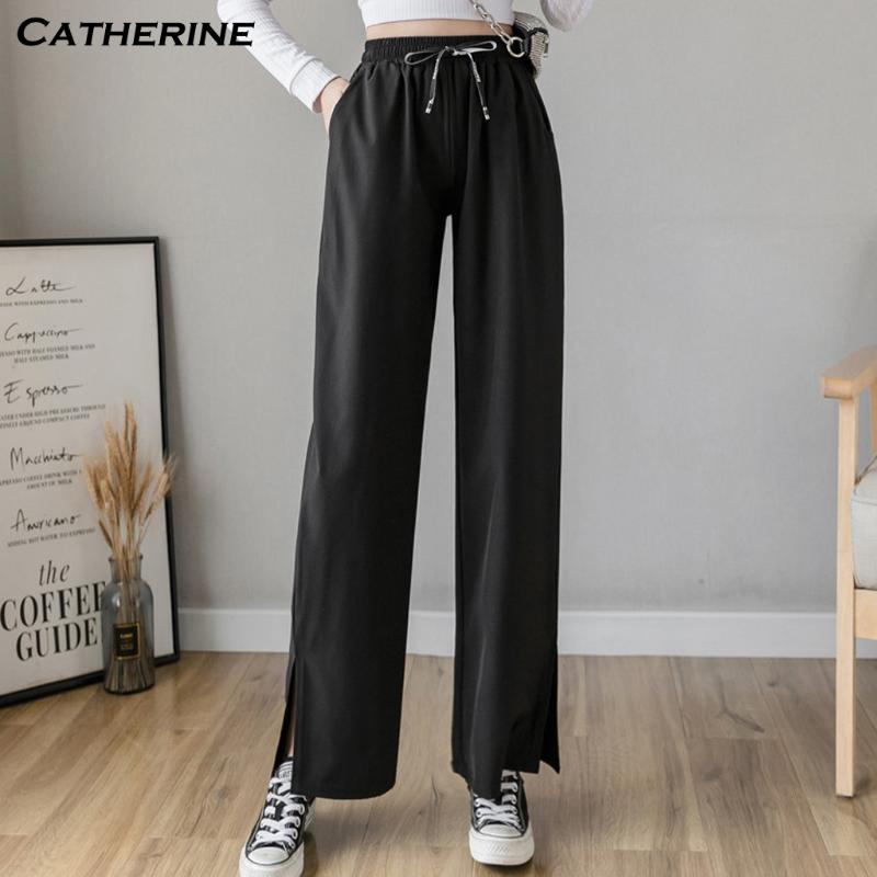 

Chic High Waist Loose Straight Pants Women Office Ladies Suit Pant 2020 Summer Female Long Trousers pantalon femme#J3, Black