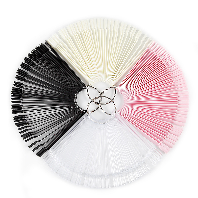 

50-Grid Transparent Skin Color Fan-Shaped Nail Polish Swatch Practice Nail Tip Manicure Implement Color Card Sample Wholesale, N5072-03