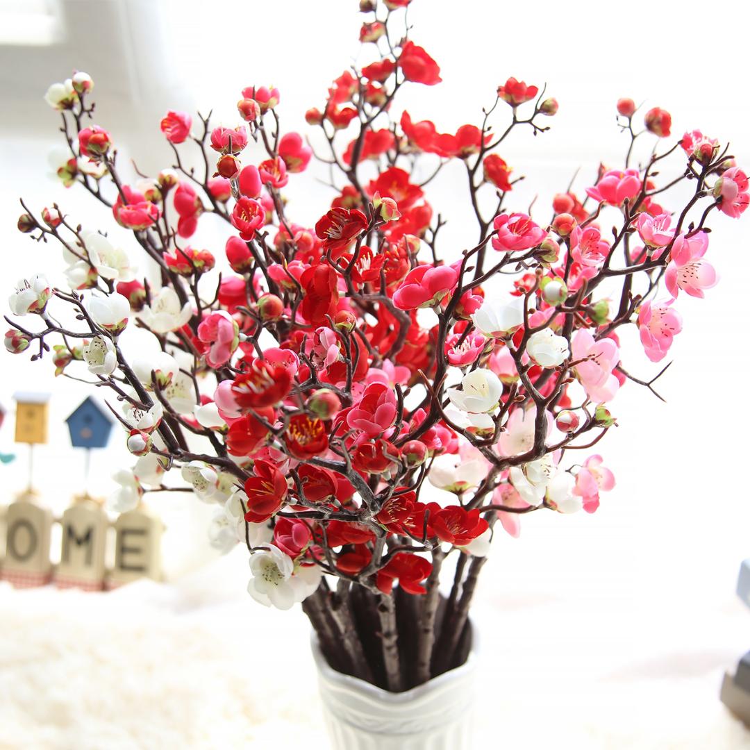 

Artificial flower Cherry Spring Plum Peach Blossom Branch 60cm Silk Flower Tree bud For Wedding Party Decors