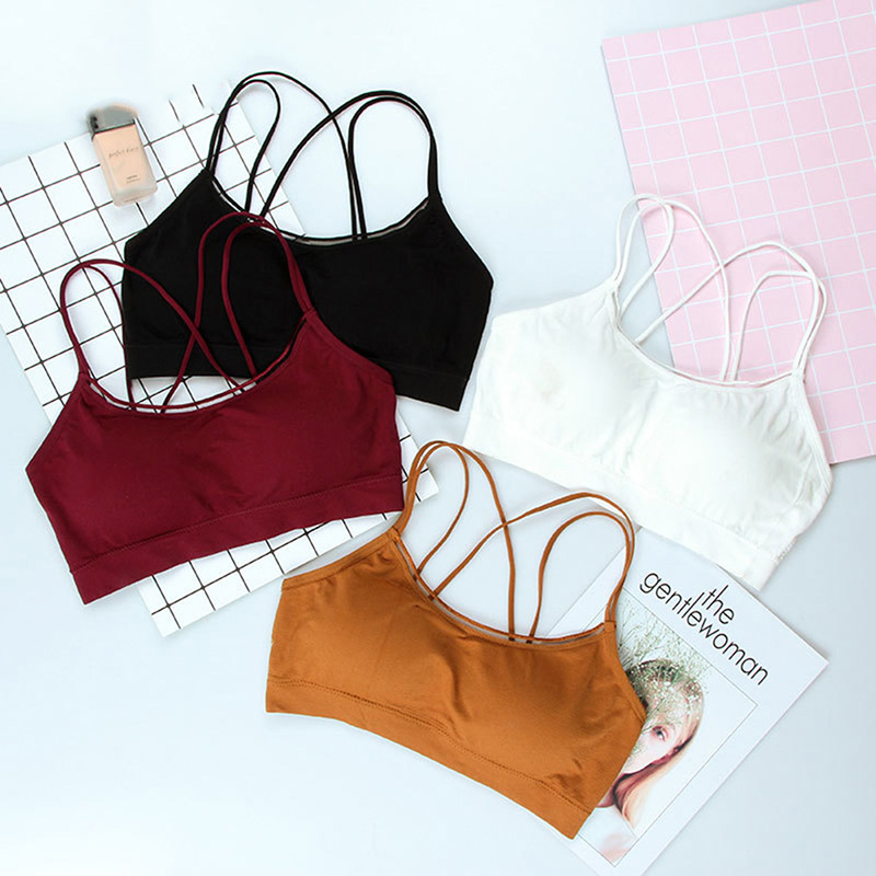 

Summer Women Push Up Wireless Lace Bra Top Women Bandage Bralette Underwear Lingerie Full Cup, Black