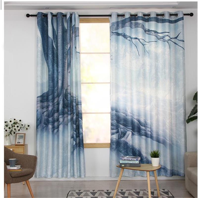 

3d curtains Customized curtains modern minimalist digital printing living room bedroom big tree, As pic
