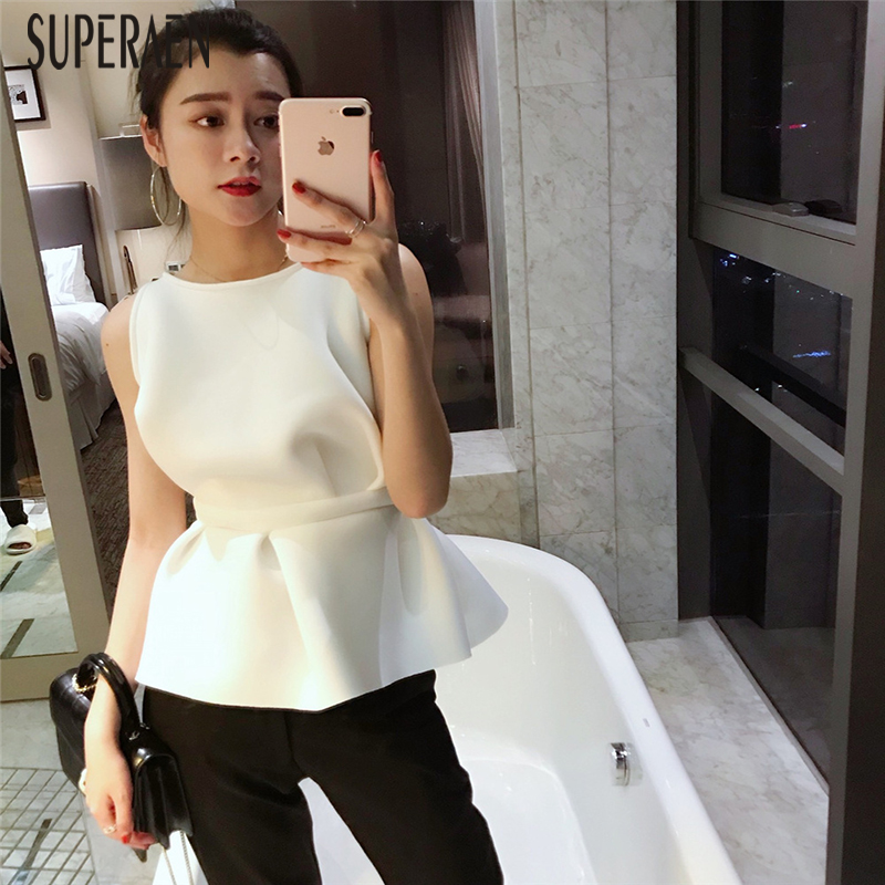 

SuperAen 2020 Spring New Sleeveless Tan Tops Women Solid Color Wild Cotton Ladies Tank Tops High-waisted Women Clothing, White