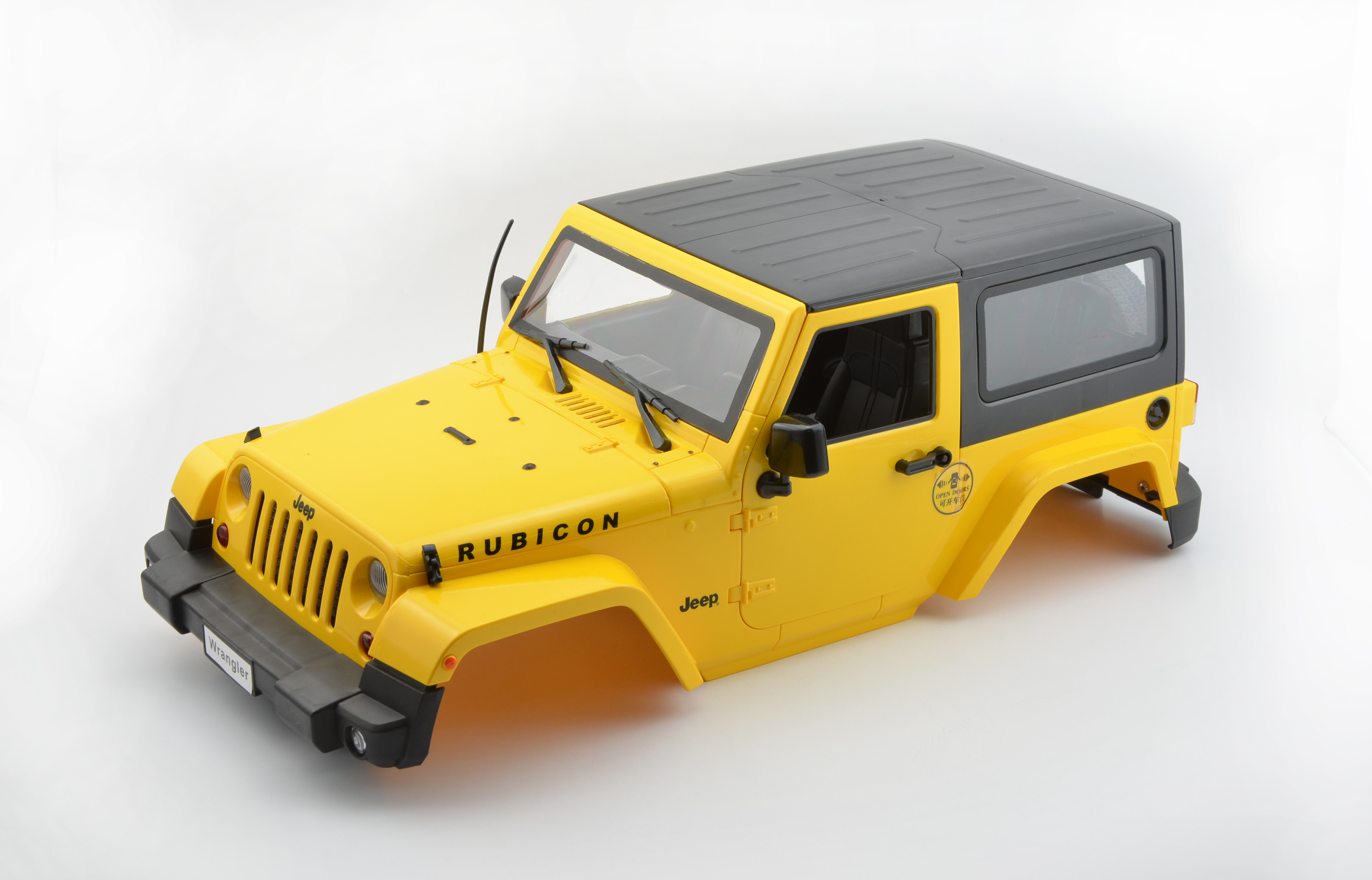 

LNLRC Scale Truck Body Shell 1/10 JEEP WRANGLER RUBICON Hard Body + INTERIOR Yellow