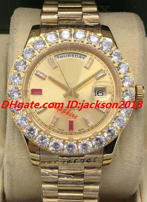 

luxury watch 3 style mens ii 18k gold 41mm diamond ruby watch bigger diamond bezel 218235 automatic fashion date men's watches, Slivery;brown