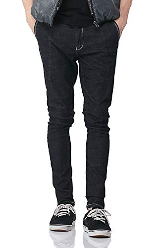 

Pau1Hami1ton Men's Skinny Slim Fit Denim Jeans Stretch D-01, Black