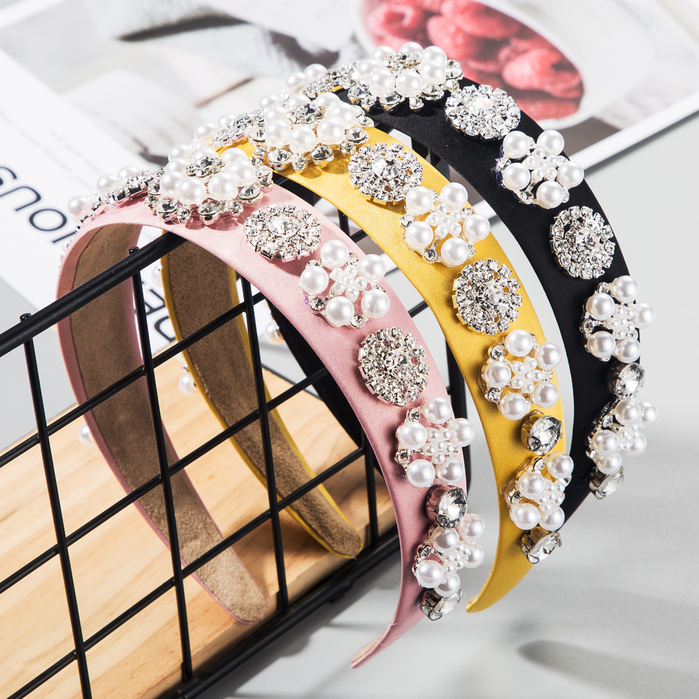 

High-end hair accessories Baroque noble style glass Diamond cloth summer hair band Super Flash headband