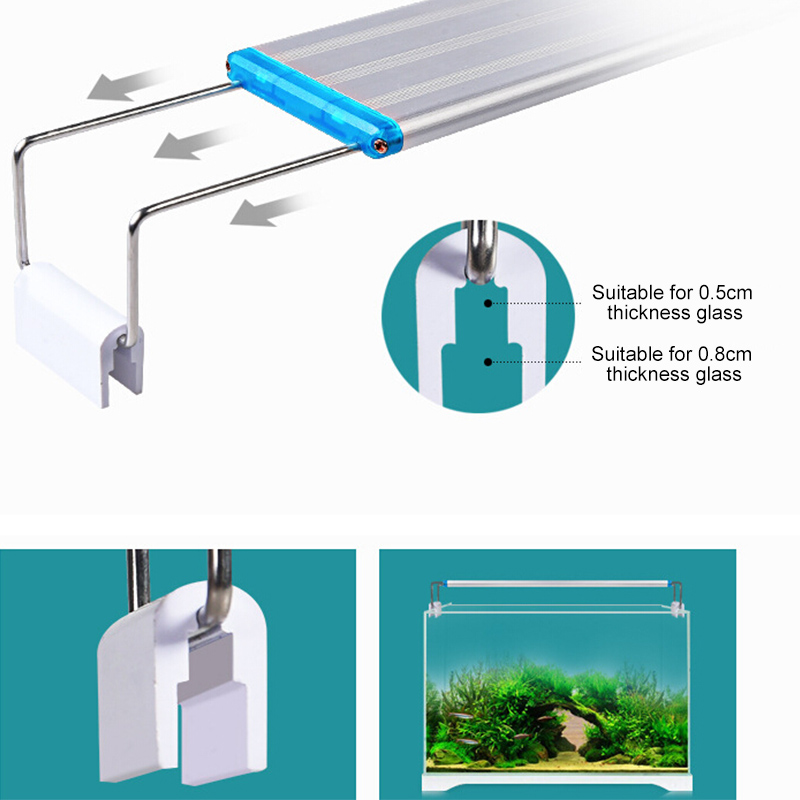 

2019 New Aquarium LED Lighting 18-48cm Fish Tank Lamp With Extendable Brackets White And Blue LEDs Fits for Aquarium