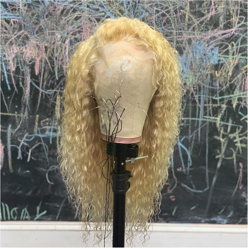 

Eifini 613 Blonde Deep Curly Full Lace Human Hair Wigs Pre plukced With Baby Hair Glueless Peruvian Remy Deep Part Full Lace Wig, #613