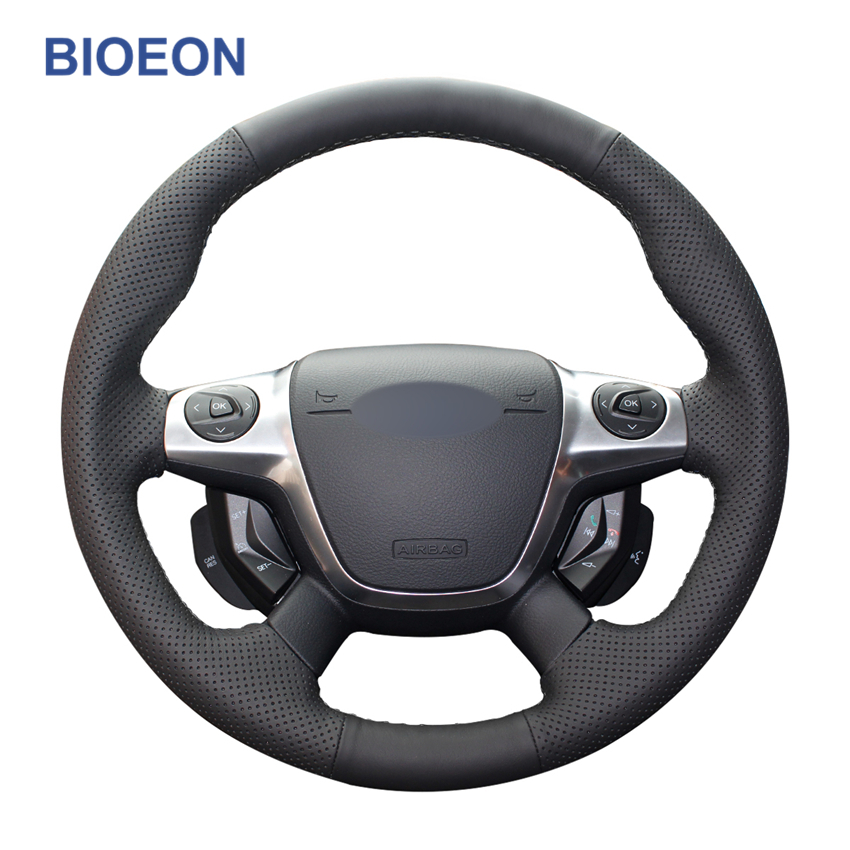 FITS FORD MONDEO MK4 BLACK LEATHER STEERING WHEEL COVER 2007-2012 GREY STITCHING