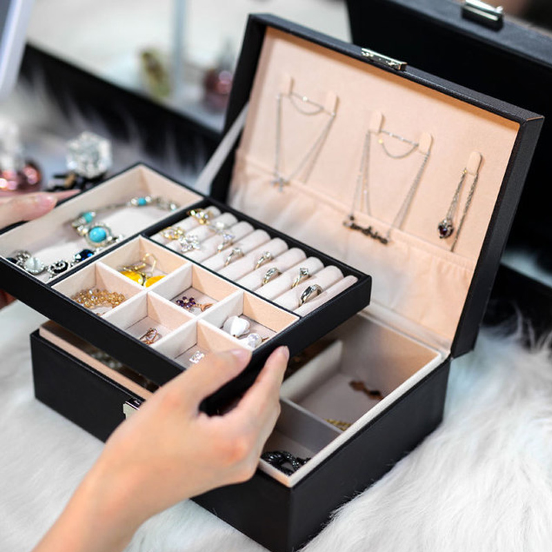 

2020 Bracelet Storage Organizer Jewelry Box Necklace Rings Earrings Exquisite Women Leather Packaging Display Boxes Case