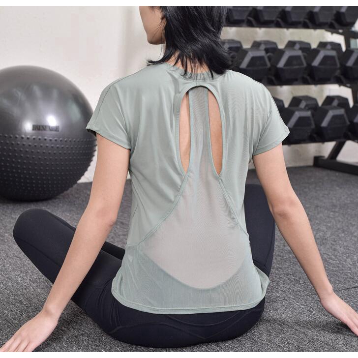 

Fitness sportswear loose women' quick drying top ladies running T-shirt, Black