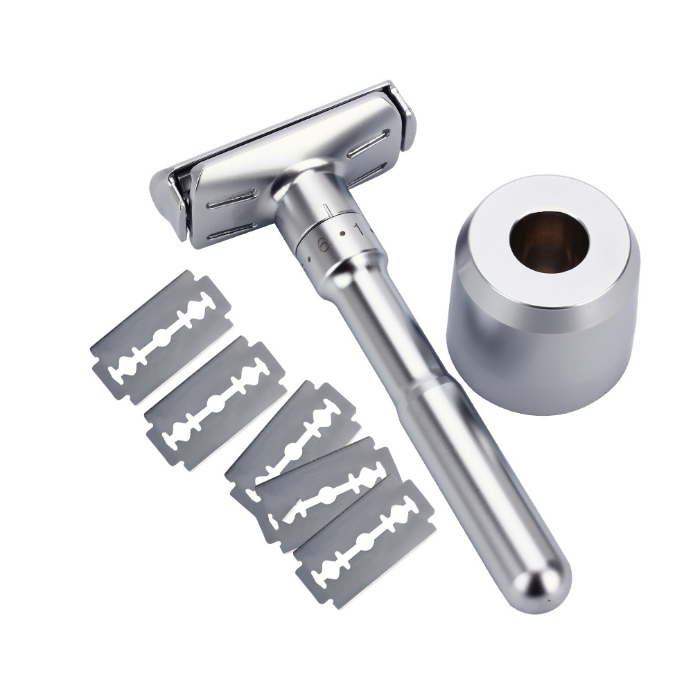 

Razor Mens Adjustable Shaving Double Edge Classic Safety Razor Blade Exposure Six Levels 1 Handle 10 Blades And 1 Holder