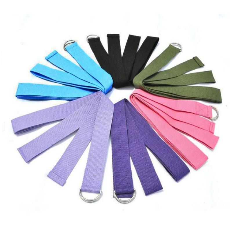 

New Multi-Colors Women Yoga Stretch Strap D-Ring Belt Fitness Exercise Gym Rope Figure Waist Leg Resistance Fitness Bands Cotton, Green
